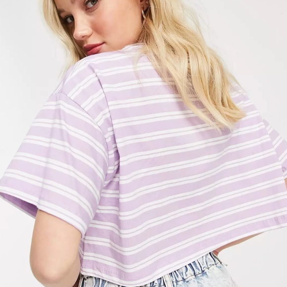 ASOS Tops - ASOS DESIGN Oversized Cropped Tee in Lilac Stripe
